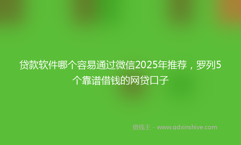 贷款软件哪个容易通过微信2025年推荐，罗列5个靠谱借钱的网贷口子