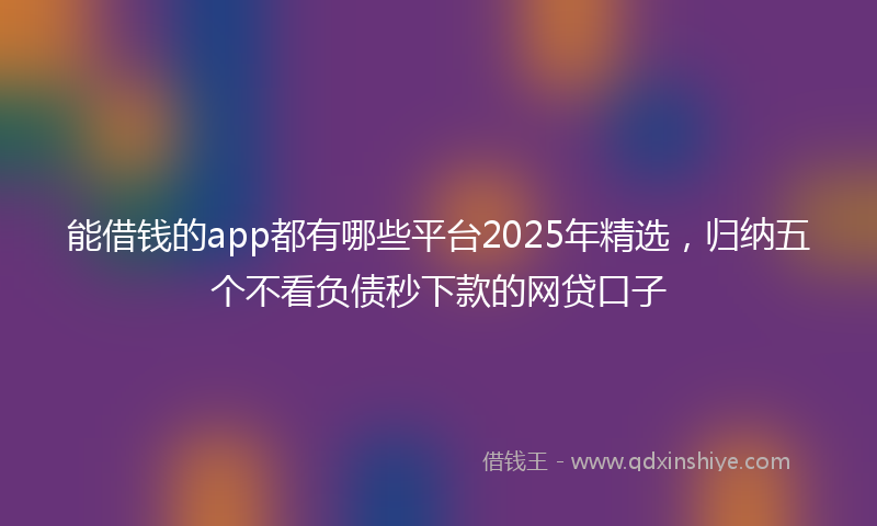 能借钱的app都有哪些平台2025年精选，归纳五个不看负债秒下款的网贷口子