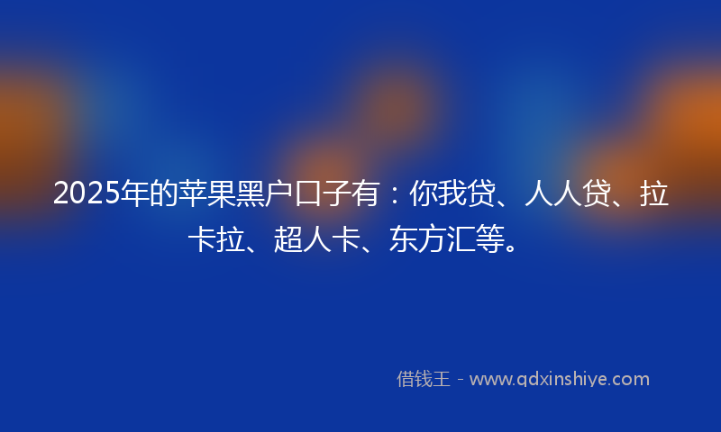 2025年的苹果黑户口子有：你我贷、人人贷、拉卡拉、超人卡、东方汇等。