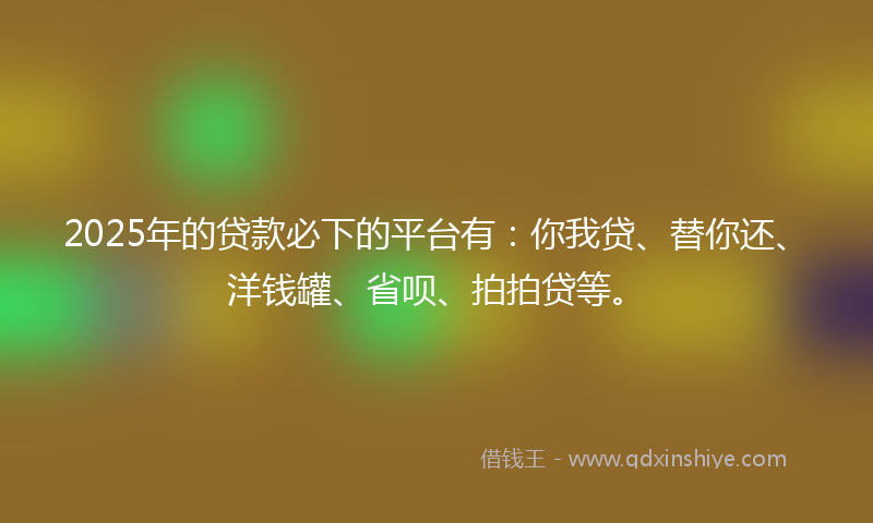 2025年的贷款必下的平台有：你我贷、替你还、洋钱罐、省呗、拍拍贷等。