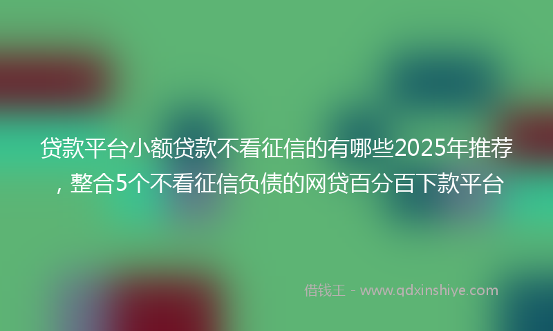 贷款平台小额贷款不看征信的有哪些2025年推荐，整合5个不看征信负债的网贷百分百下款平台
