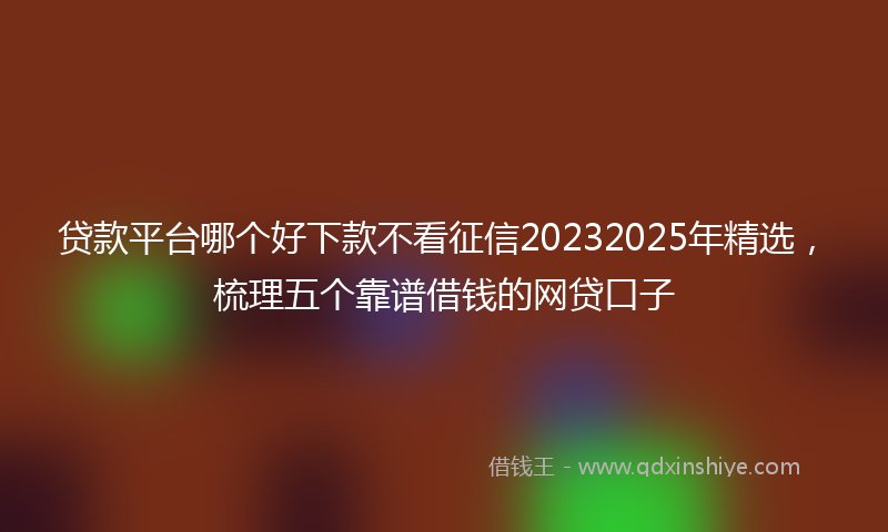 贷款平台哪个好下款不看征信20232025年精选，梳理五个靠谱借钱的网贷口子