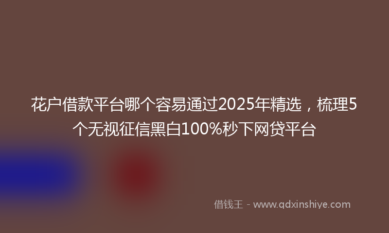 花户借款平台哪个容易通过2025年精选，梳理5个无视征信黑白100%秒下网贷平台