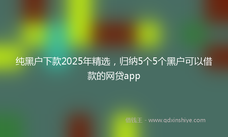 纯黑户下款2025年精选，归纳5个5个黑户可以借款的网贷app
