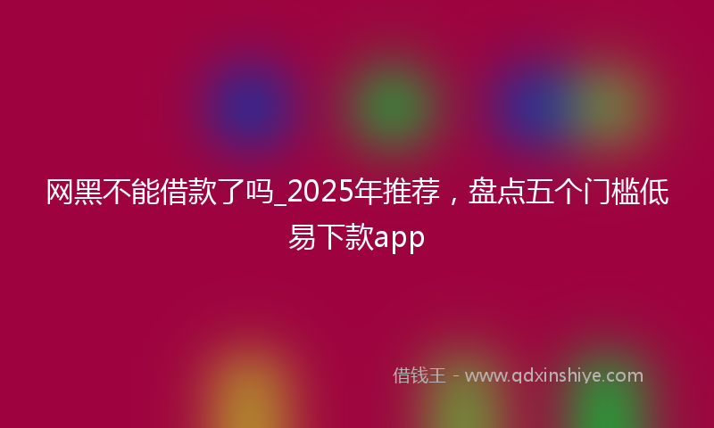 网黑不能借款了吗_2025年推荐，盘点五个门槛低易下款app