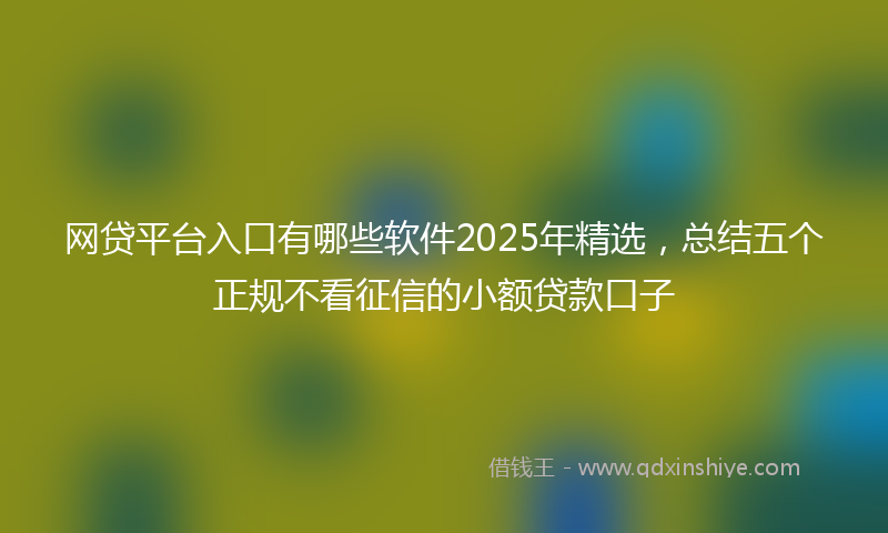 网贷平台入口有哪些软件2025年精选，总结五个正规不看征信的小额贷款口子
