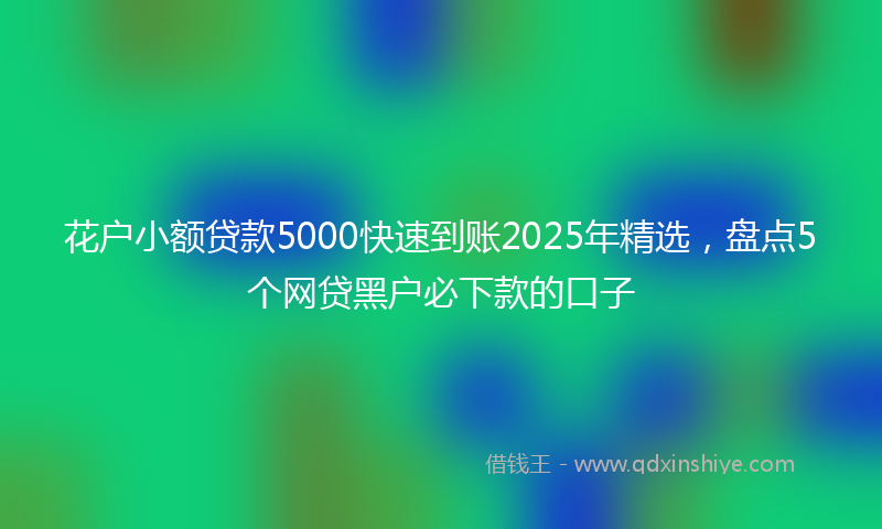 花户小额贷款5000快速到账2025年精选，盘点5个网贷黑户必下款的口子