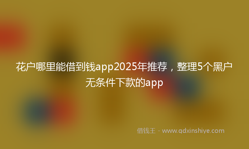 花户哪里能借到钱app2025年推荐，整理5个黑户无条件下款的app