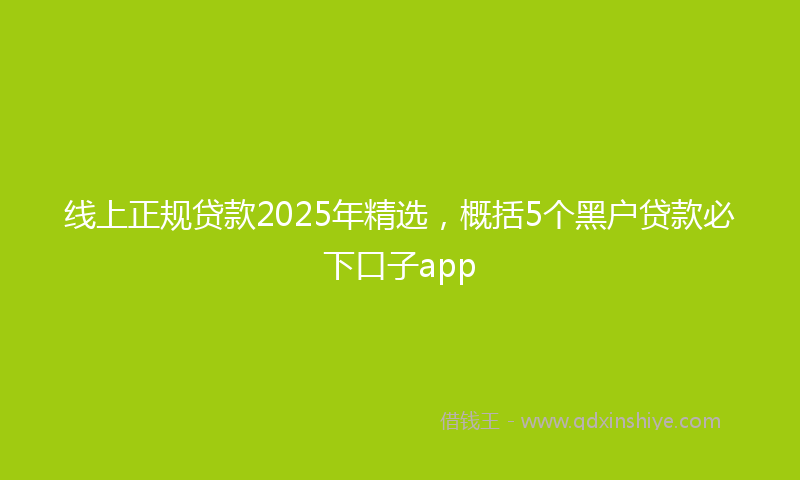 线上正规贷款2025年精选，概括5个黑户贷款必下口子app