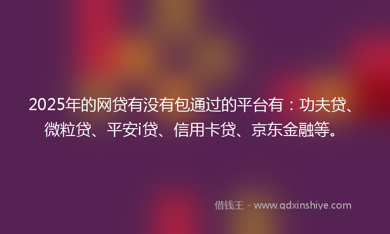 2025年的网贷有没有包通过的平台有：功夫贷、微粒贷、平安i贷、信用卡贷、京东金融等。