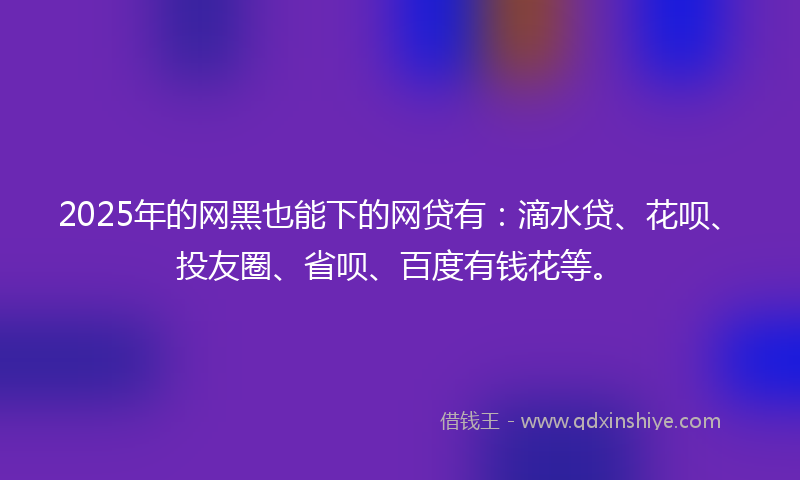 2025年的网黑也能下的网贷有：滴水贷、花呗、投友圈、省呗、百度有钱花等。