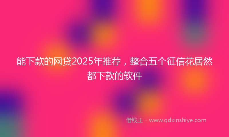 能下款的网贷2025年推荐，整合五个征信花居然都下款的软件