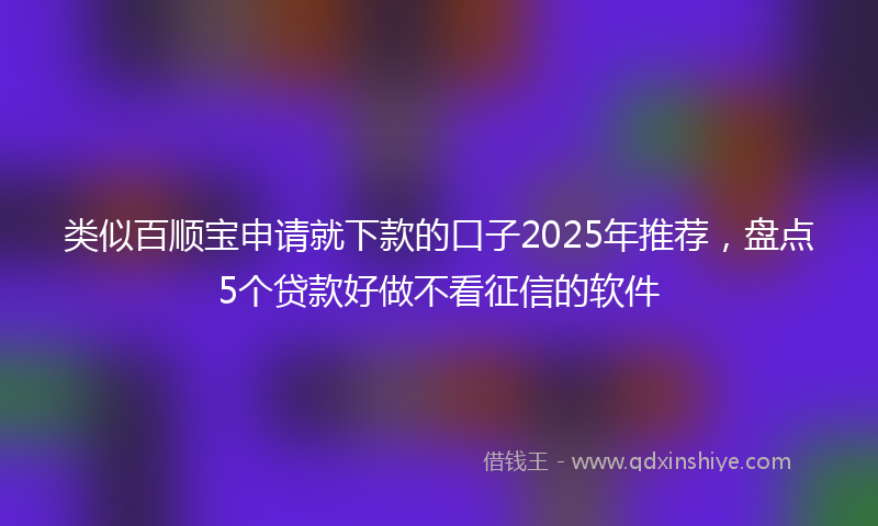 类似百顺宝申请就下款的口子2025年推荐，盘点5个贷款好做不看征信的软件