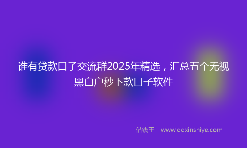 谁有贷款口子交流群2025年精选，汇总五个无视黑白户秒下款口子软件
