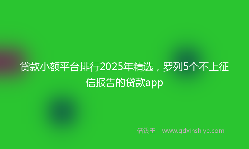 贷款小额平台排行2025年精选，罗列5个不上征信报告的贷款app