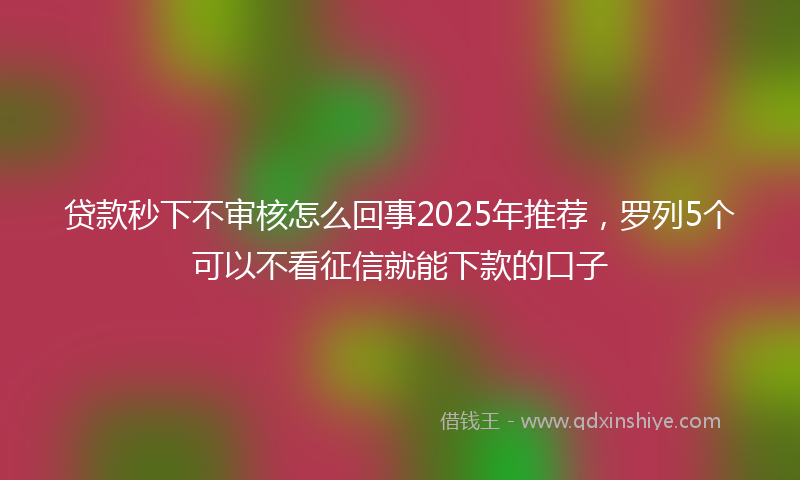 贷款秒下不审核怎么回事2025年推荐，罗列5个可以不看征信就能下款的口子