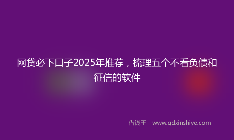 网贷必下口子2025年推荐，梳理五个不看负债和征信的软件