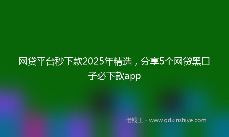 网贷平台秒下款2025年精选，分享5个网贷黑口子必下款app