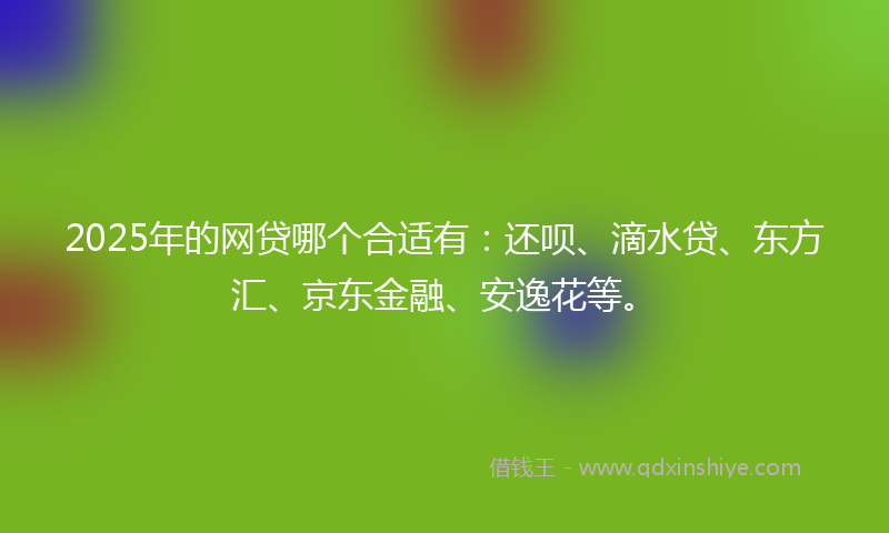 2025年的网贷哪个合适有：还呗、滴水贷、东方汇、京东金融、安逸花等。