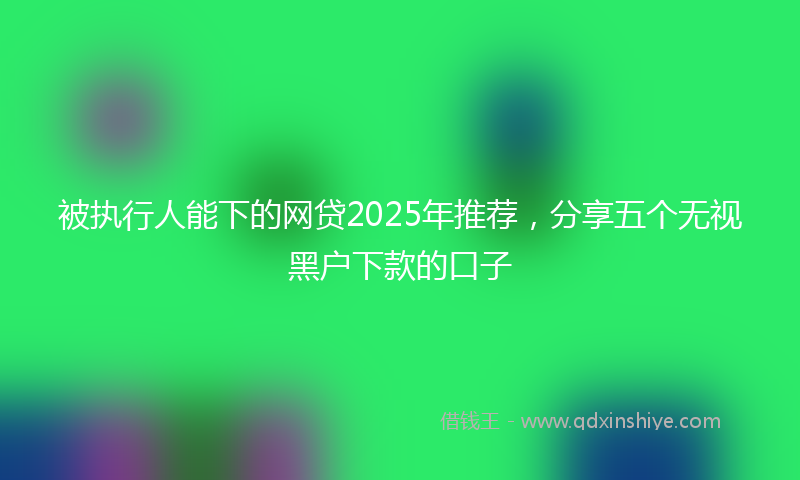 被执行人能下的网贷2025年推荐，分享五个无视黑户下款的口子