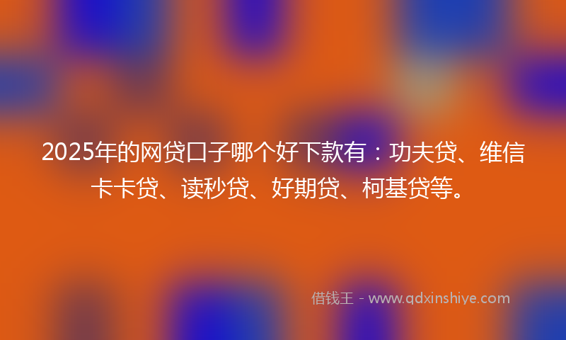 2025年的网贷口子哪个好下款有：功夫贷、维信卡卡贷、读秒贷、好期贷、柯基贷等。