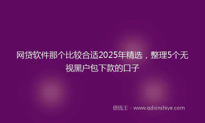 网贷软件那个比较合适2025年精选，整理5个无视黑户包下款的口子