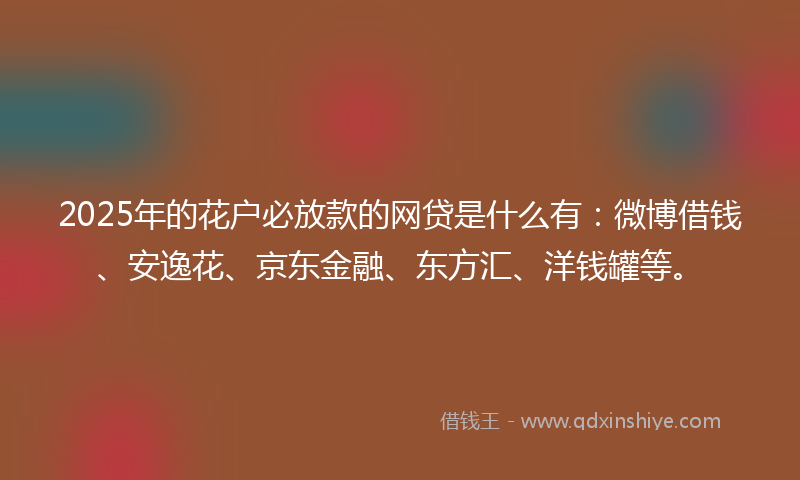 2025年的花户必放款的网贷是什么有：微博借钱、安逸花、京东金融、东方汇、洋钱罐等。