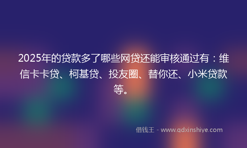 2025年的贷款多了哪些网贷还能审核通过有：维信卡卡贷、柯基贷、投友圈、替你还、小米贷款等。