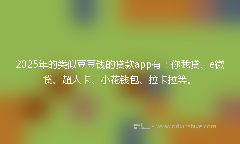 2025年的类似豆豆钱的贷款app有：你我贷、e微贷、超人卡、小花钱包、拉卡拉等。