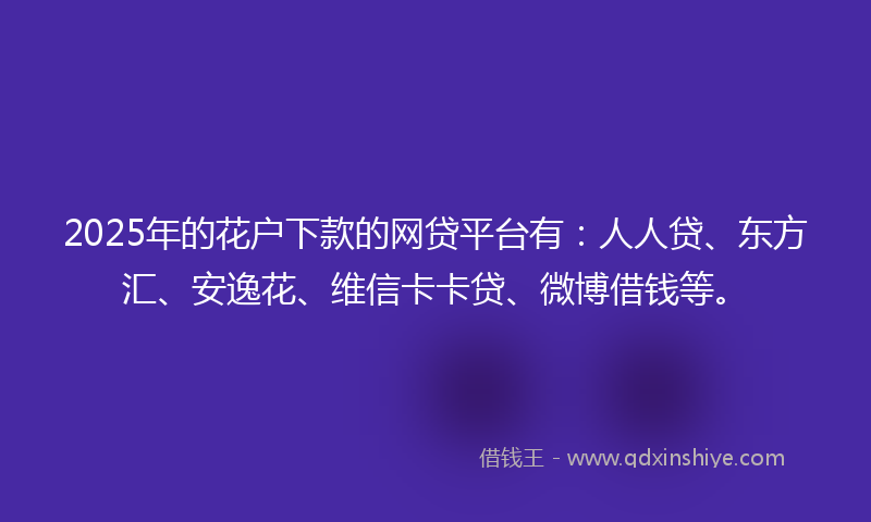 2025年的花户下款的网贷平台有：人人贷、东方汇、安逸花、维信卡卡贷、微博借钱等。
