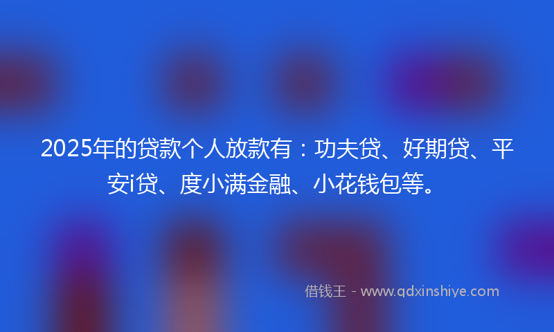 2025年的贷款个人放款有：功夫贷、好期贷、平安i贷、度小满金融、小花钱包等。