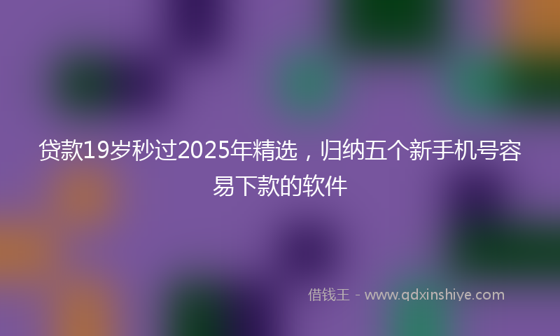 贷款19岁秒过2025年精选，归纳五个新手机号容易下款的软件