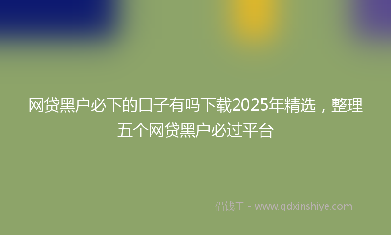 网贷黑户必下的口子有吗下载2025年精选，整理五个网贷黑户必过平台