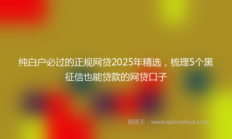 纯白户必过的正规网贷2025年精选，梳理5个黑征信也能贷款的网贷口子