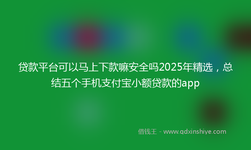 贷款平台可以马上下款嘛安全吗2025年精选，总结五个手机支付宝小额贷款的app