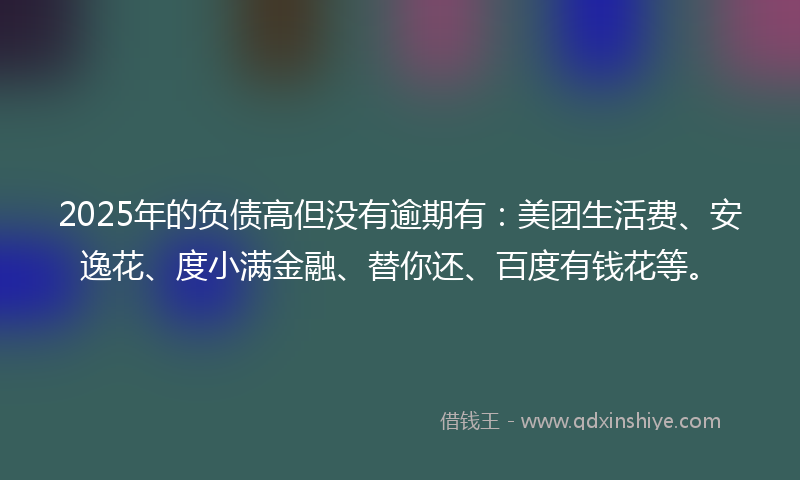 2025年的负债高但没有逾期有：美团生活费、安逸花、度小满金融、替你还、百度有钱花等。