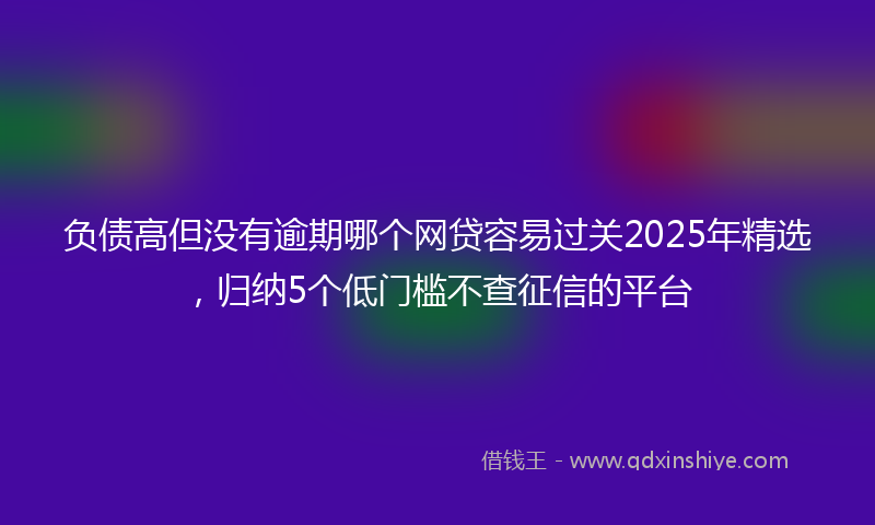 负债高但没有逾期哪个网贷容易过关2025年精选，归纳5个低门槛不查征信的平台