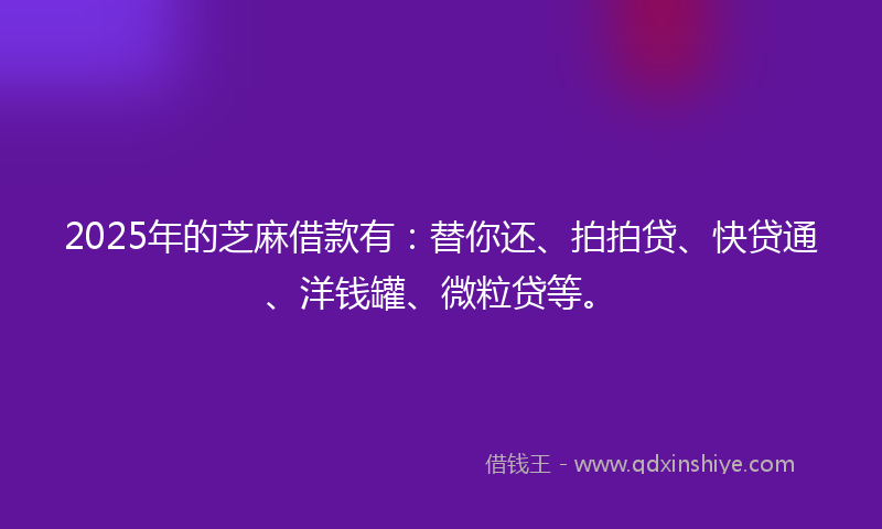 2025年的芝麻借款有：替你还、拍拍贷、快贷通、洋钱罐、微粒贷等。