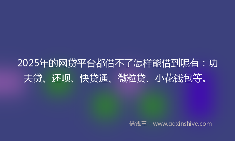 2025年的网贷平台都借不了怎样能借到呢有：功夫贷、还呗、快贷通、微粒贷、小花钱包等。
