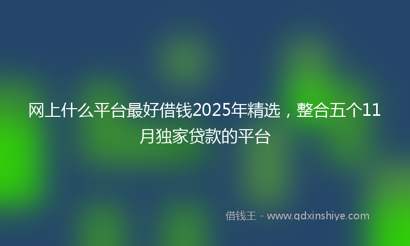 网上什么平台最好借钱2025年精选，整合五个11月独家贷款的平台