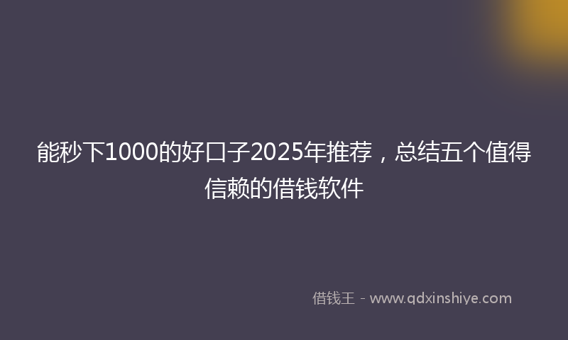 能秒下1000的好口子2025年推荐，总结五个值得信赖的借钱软件