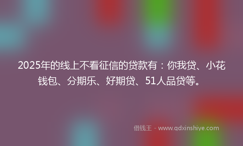 2025年的线上不看征信的贷款有：你我贷、小花钱包、分期乐、好期贷、51人品贷等。