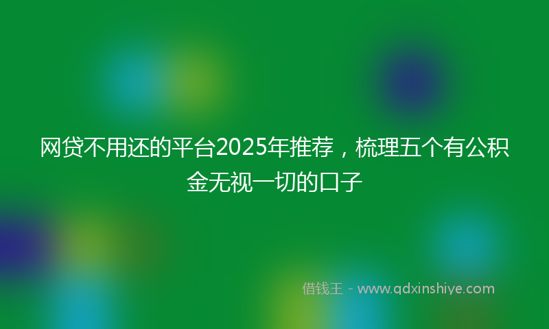网贷不用还的平台2025年推荐，梳理五个有公积金无视一切的口子