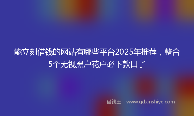 能立刻借钱的网站有哪些平台2025年推荐，整合5个无视黑户花户必下款口子