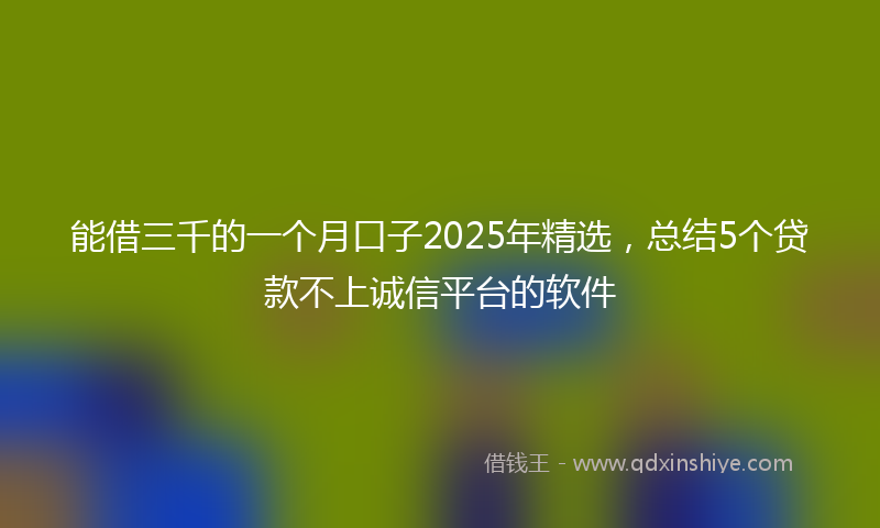能借三千的一个月口子2025年精选，总结5个贷款不上诚信平台的软件