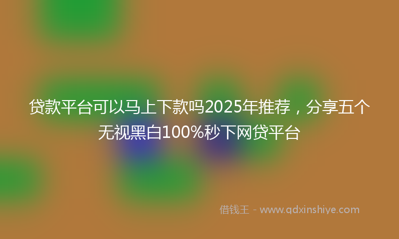 贷款平台可以马上下款吗2025年推荐，分享五个无视黑白100%秒下网贷平台