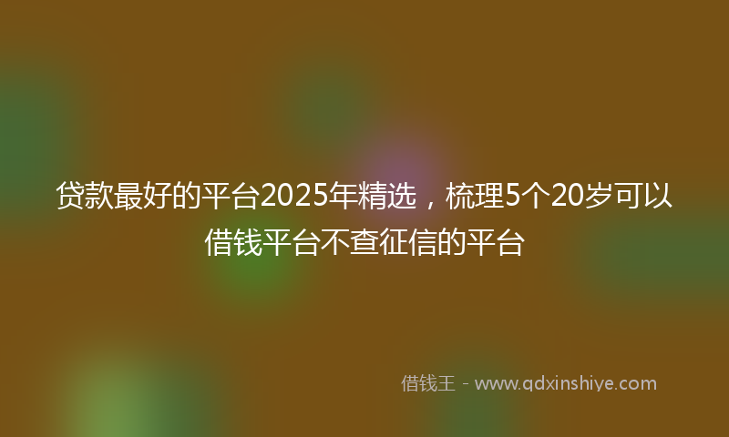 贷款最好的平台2025年精选，梳理5个20岁可以借钱平台不查征信的平台