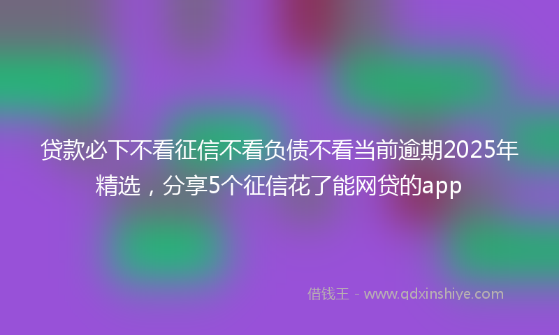 贷款必下不看征信不看负债不看当前逾期2025年精选，分享5个征信花了能网贷的app