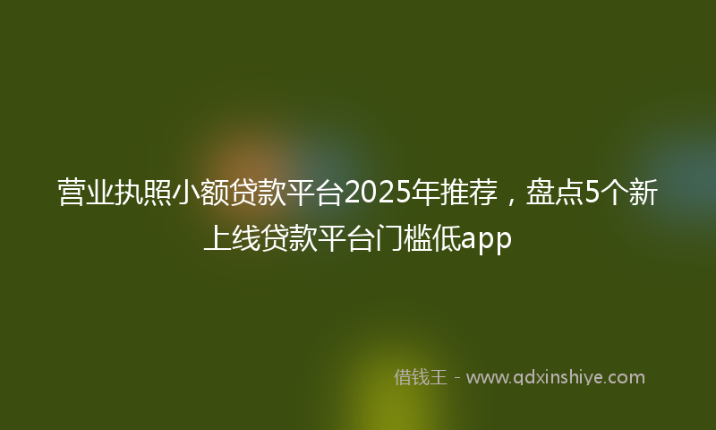 营业执照小额贷款平台2025年推荐，盘点5个新上线贷款平台门槛低app