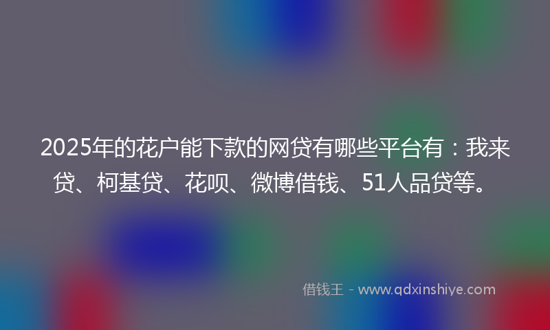 2025年的花户能下款的网贷有哪些平台有：我来贷、柯基贷、花呗、微博借钱、51人品贷等。
